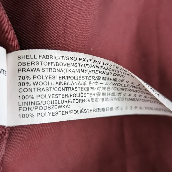 Moon River Maroon Dark Red Burgundy Wool Blend Moto Jacket, size S - Picture 6 of 9